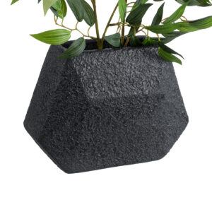 GloboStar® Artificial Garden GREENWICH 20787 Επιδαπέδιο Πολυεστερικό Τσιμεντένιο Κασπώ Γλάστρα – Flower Pot Μαύρο Μ24 x Π14 x Υ20cm