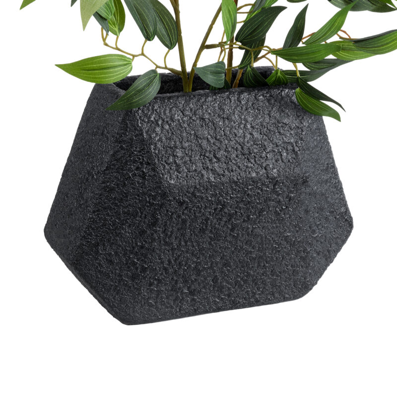 GloboStar® Artificial Garden GREENWICH 20787 Επιδαπέδιο Πολυεστερικό Τσιμεντένιο Κασπώ Γλάστρα – Flower Pot Μαύρο Μ24 x Π14 x Υ20cm