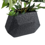 GloboStar® Artificial Garden GREENWICH 20787 Επιδαπέδιο Πολυεστερικό Τσιμεντένιο Κασπώ Γλάστρα – Flower Pot Μαύρο Μ24 x Π14 x Υ20cm
