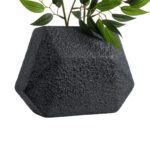GloboStar® Artificial Garden GREENWICH 20787 Επιδαπέδιο Πολυεστερικό Τσιμεντένιο Κασπώ Γλάστρα – Flower Pot Μαύρο Μ24 x Π14 x Υ20cm