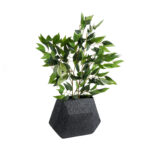 GloboStar® Artificial Garden GREENWICH 20787 Επιδαπέδιο Πολυεστερικό Τσιμεντένιο Κασπώ Γλάστρα – Flower Pot Μαύρο Μ24 x Π14 x Υ20cm