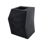 GloboStar® Artificial Garden CAMDEN 20788 Επιδαπέδιο Πολυεστερικό Τσιμεντένιο Κασπώ Γλάστρα – Flower Pot Μαύρο Μ47 x Π43 x Υ66cm