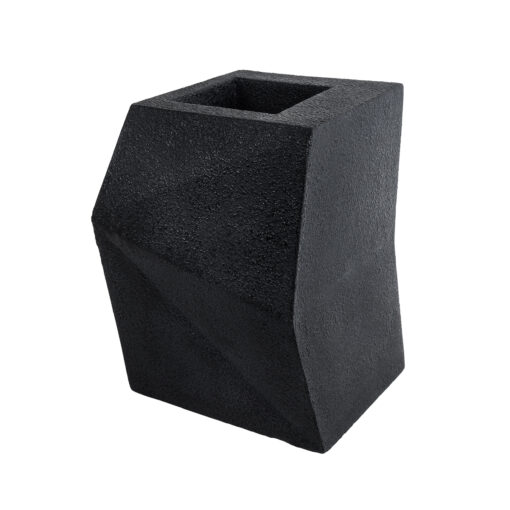 GloboStar® Artificial Garden CAMDEN 20788 Επιδαπέδιο Πολυεστερικό Τσιμεντένιο Κασπώ Γλάστρα – Flower Pot Μαύρο Μ47 x Π43 x Υ66cm