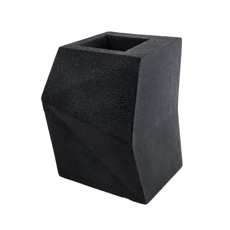 GloboStar® Artificial Garden CAMDEN 20788 Επιδαπέδιο Πολυεστερικό Τσιμεντένιο Κασπώ Γλάστρα – Flower Pot Μαύρο Μ47 x Π43 x Υ66cm