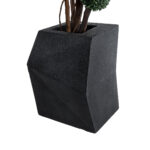 GloboStar® Artificial Garden CAMDEN 20788 Επιδαπέδιο Πολυεστερικό Τσιμεντένιο Κασπώ Γλάστρα – Flower Pot Μαύρο Μ47 x Π43 x Υ66cm