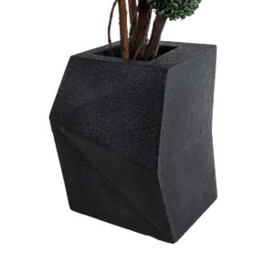 GloboStar® Artificial Garden CAMDEN 20788 Επιδαπέδιο Πολυεστερικό Τσιμεντένιο Κασπώ Γλάστρα – Flower Pot Μαύρο Μ47 x Π43 x Υ66cm