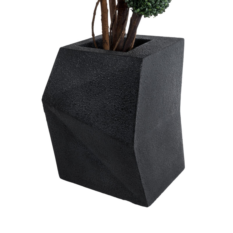 GloboStar® Artificial Garden CAMDEN 20788 Επιδαπέδιο Πολυεστερικό Τσιμεντένιο Κασπώ Γλάστρα – Flower Pot Μαύρο Μ47 x Π43 x Υ66cm