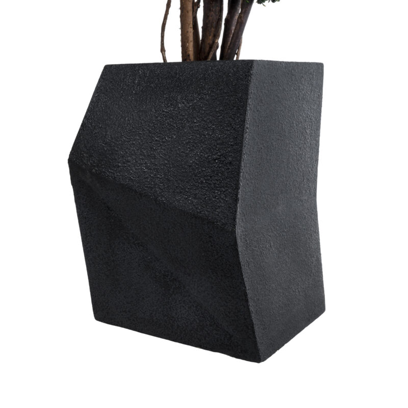 GloboStar® Artificial Garden CAMDEN 20788 Επιδαπέδιο Πολυεστερικό Τσιμεντένιο Κασπώ Γλάστρα – Flower Pot Μαύρο Μ47 x Π43 x Υ66cm