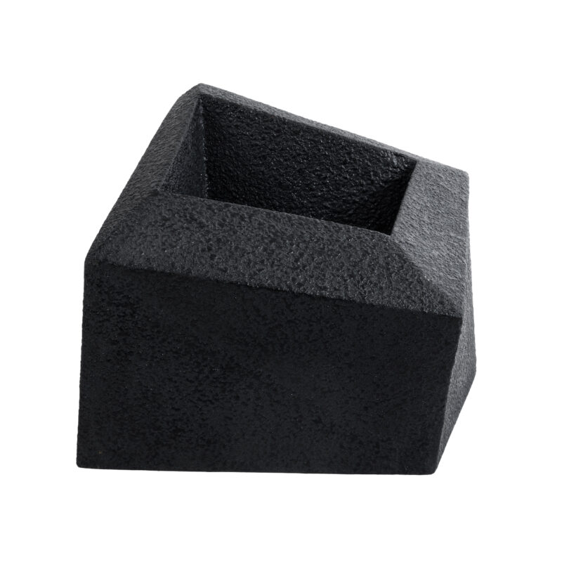 GloboStar® Artificial Garden CAMDEN 20789 Επιδαπέδιο Πολυεστερικό Τσιμεντένιο Κασπώ Γλάστρα – Flower Pot Μαύρο Μ49 x Π49 x Υ44cm