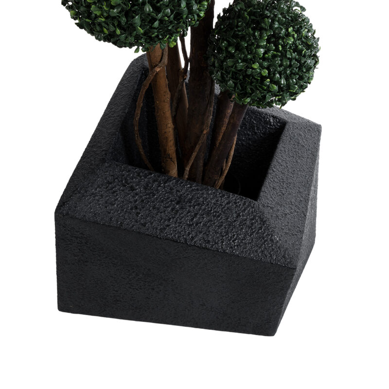 GloboStar® Artificial Garden CAMDEN 20789 Επιδαπέδιο Πολυεστερικό Τσιμεντένιο Κασπώ Γλάστρα – Flower Pot Μαύρο Μ49 x Π49 x Υ44cm