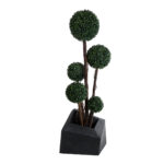 GloboStar® Artificial Garden CAMDEN 20789 Επιδαπέδιο Πολυεστερικό Τσιμεντένιο Κασπώ Γλάστρα – Flower Pot Μαύρο Μ49 x Π49 x Υ44cm