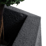 GloboStar® Artificial Garden CAMDEN 20789 Επιδαπέδιο Πολυεστερικό Τσιμεντένιο Κασπώ Γλάστρα – Flower Pot Μαύρο Μ49 x Π49 x Υ44cm