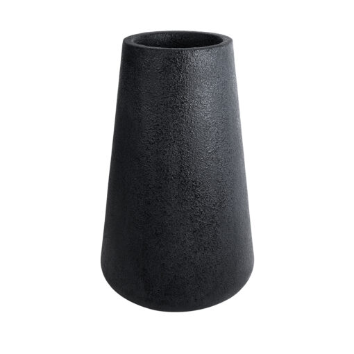 GloboStar® Artificial Garden SOHO 20790 Επιδαπέδιο Πολυεστερικό Τσιμεντένιο Κασπώ Γλάστρα – Flower Pot Μαύρο Φ60 x Υ90cm