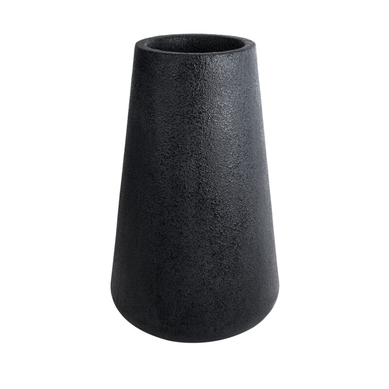 GloboStar® Artificial Garden SOHO 20790 Επιδαπέδιο Πολυεστερικό Τσιμεντένιο Κασπώ Γλάστρα – Flower Pot Μαύρο Φ60 x Υ90cm