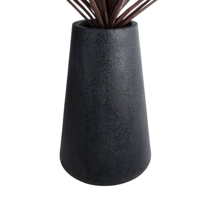 GloboStar® Artificial Garden SOHO 20790 Επιδαπέδιο Πολυεστερικό Τσιμεντένιο Κασπώ Γλάστρα – Flower Pot Μαύρο Φ60 x Υ90cm