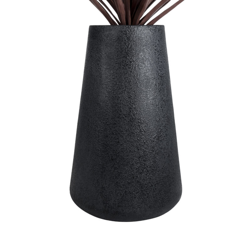 GloboStar® Artificial Garden SOHO 20790 Επιδαπέδιο Πολυεστερικό Τσιμεντένιο Κασπώ Γλάστρα – Flower Pot Μαύρο Φ60 x Υ90cm