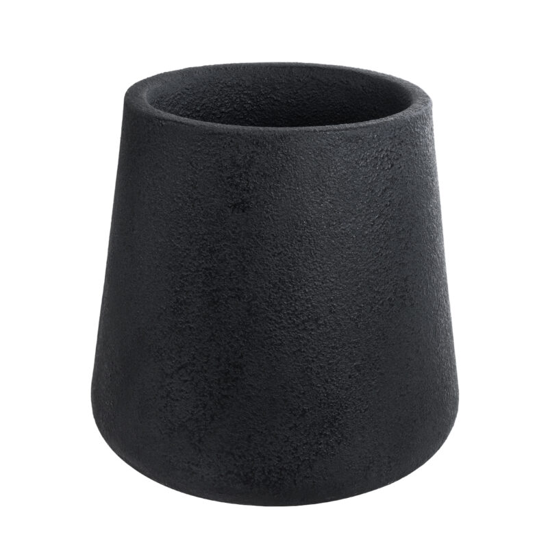 GloboStar® Artificial Garden SOHO 20791 Επιδαπέδιο Πολυεστερικό Τσιμεντένιο Κασπώ Γλάστρα – Flower Pot Μαύρο Φ65 x Υ60cm
