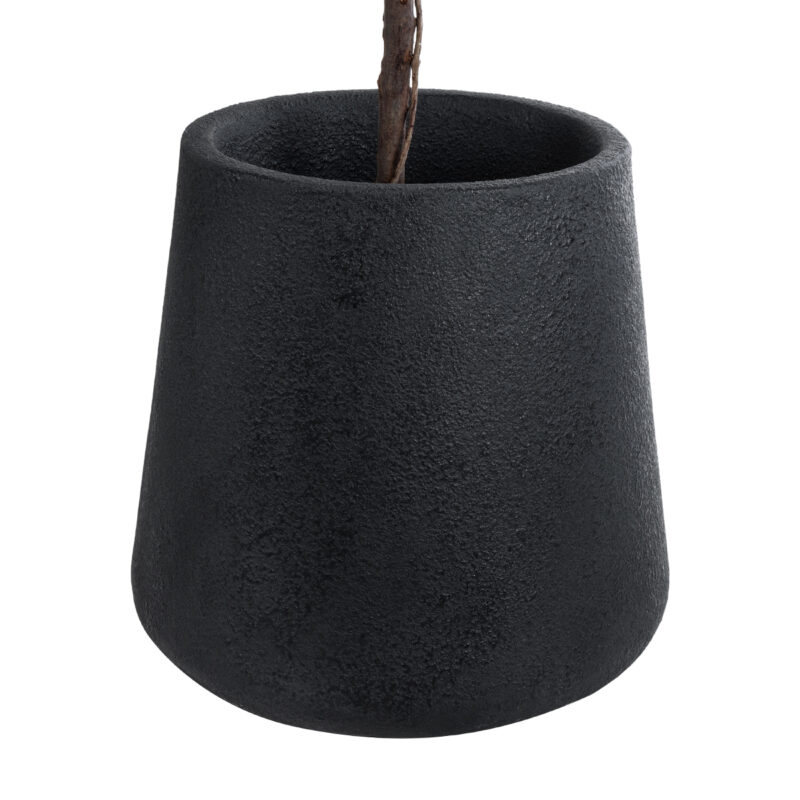 GloboStar® Artificial Garden SOHO 20791 Επιδαπέδιο Πολυεστερικό Τσιμεντένιο Κασπώ Γλάστρα – Flower Pot Μαύρο Φ65 x Υ60cm