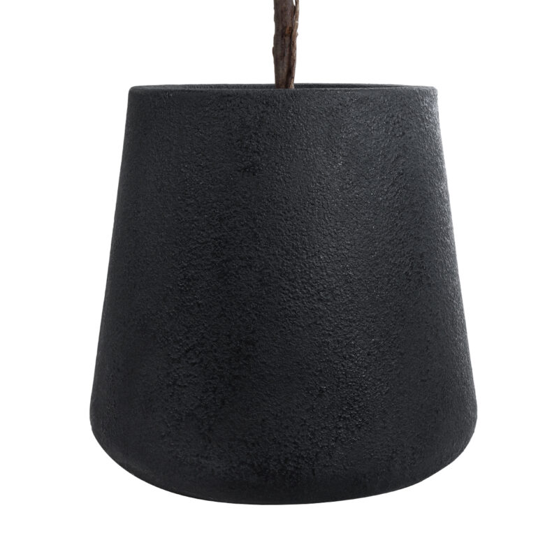 GloboStar® Artificial Garden SOHO 20791 Επιδαπέδιο Πολυεστερικό Τσιμεντένιο Κασπώ Γλάστρα – Flower Pot Μαύρο Φ65 x Υ60cm