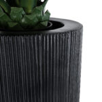 GloboStar® Artificial Garden CASTLE 20792 Επιδαπέδιο Πολυεστερικό Τσιμεντένιο Κασπώ Γλάστρα – Flower Pot Μαύρο Φ43 x Υ112cm