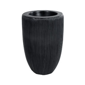 GloboStar® Artificial Garden CASTLE 20793 Διακοσμητικό Πολυεστερικό Τσιμεντένιο Κασπώ Γλάστρα – Flower Pot Μαύρο Φ35 x Υ54cm