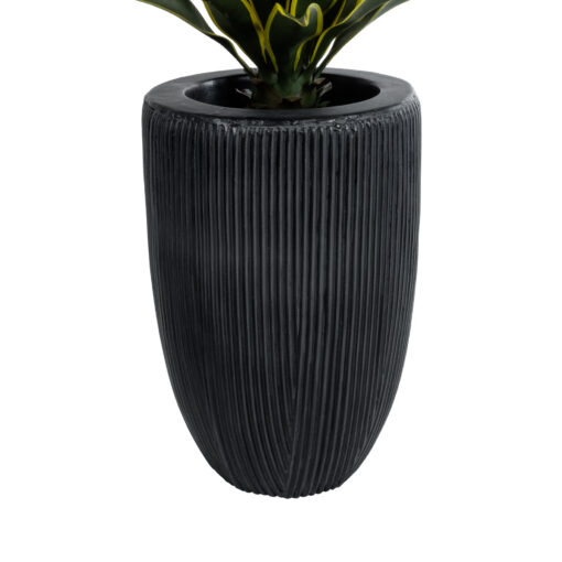 GloboStar® Artificial Garden CASTLE 20793 Διακοσμητικό Πολυεστερικό Τσιμεντένιο Κασπώ Γλάστρα – Flower Pot Μαύρο Φ35 x Υ54cm