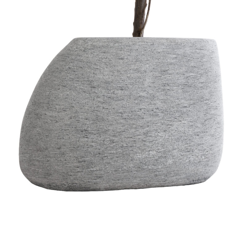 GloboStar® Artificial Garden OXFORD 20794 Επιδαπέδιο Πολυεστερικό Τσιμεντένιο Κασπώ Γλάστρα – Flower Pot Γκρι Μ60 x Π55 x Υ43cm