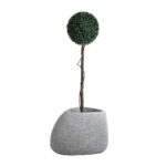 GloboStar® Artificial Garden OXFORD 20794 Επιδαπέδιο Πολυεστερικό Τσιμεντένιο Κασπώ Γλάστρα – Flower Pot Γκρι Μ60 x Π55 x Υ43cm