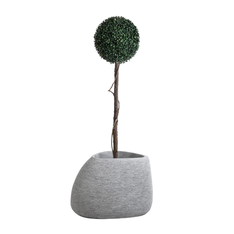 GloboStar® Artificial Garden OXFORD 20794 Επιδαπέδιο Πολυεστερικό Τσιμεντένιο Κασπώ Γλάστρα – Flower Pot Γκρι Μ60 x Π55 x Υ43cm