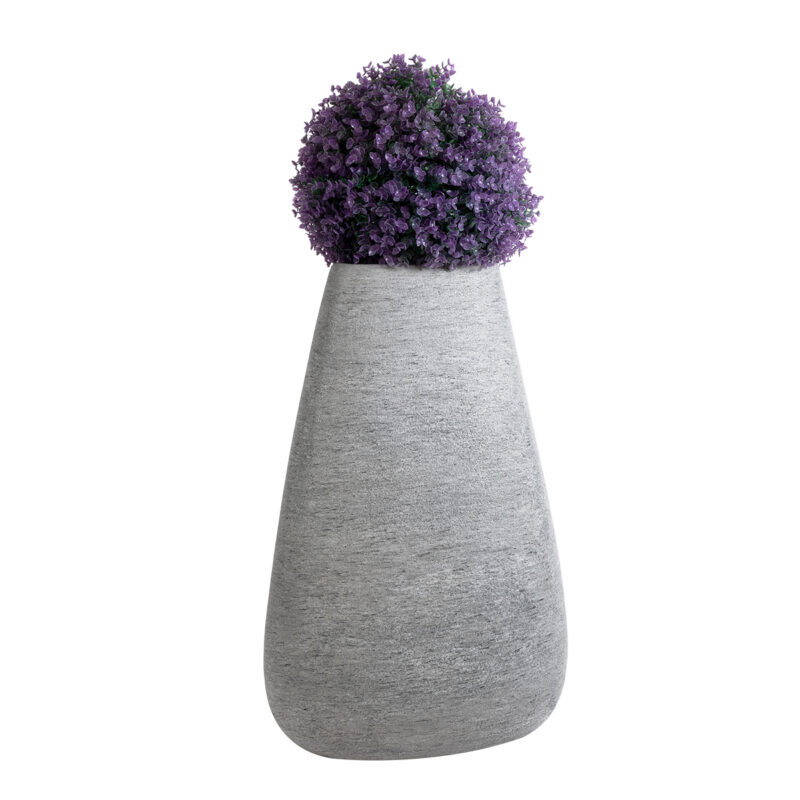GloboStar® Artificial Garden OXFORD 20796 Επιδαπέδιο Πολυεστερικό Τσιμεντένιο Κασπώ Γλάστρα – Flower Pot Γκρι Μ45 x Π40 x Υ72cm