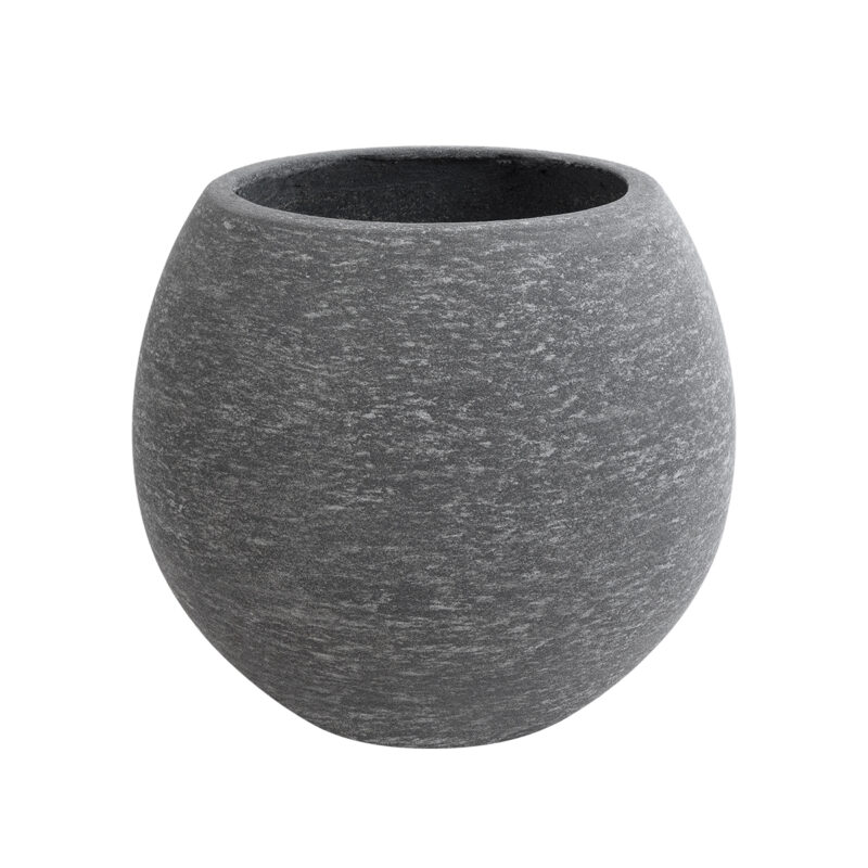 GloboStar® Artificial Garden COLUMBIA 20797 Επιδαπέδιο Πολυεστερικό Τσιμεντένιο Κασπώ Γλάστρα – Flower Pot Γκρι Φ40 x Υ35cm