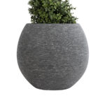 GloboStar® Artificial Garden COLUMBIA 20797 Επιδαπέδιο Πολυεστερικό Τσιμεντένιο Κασπώ Γλάστρα – Flower Pot Γκρι Φ40 x Υ35cm