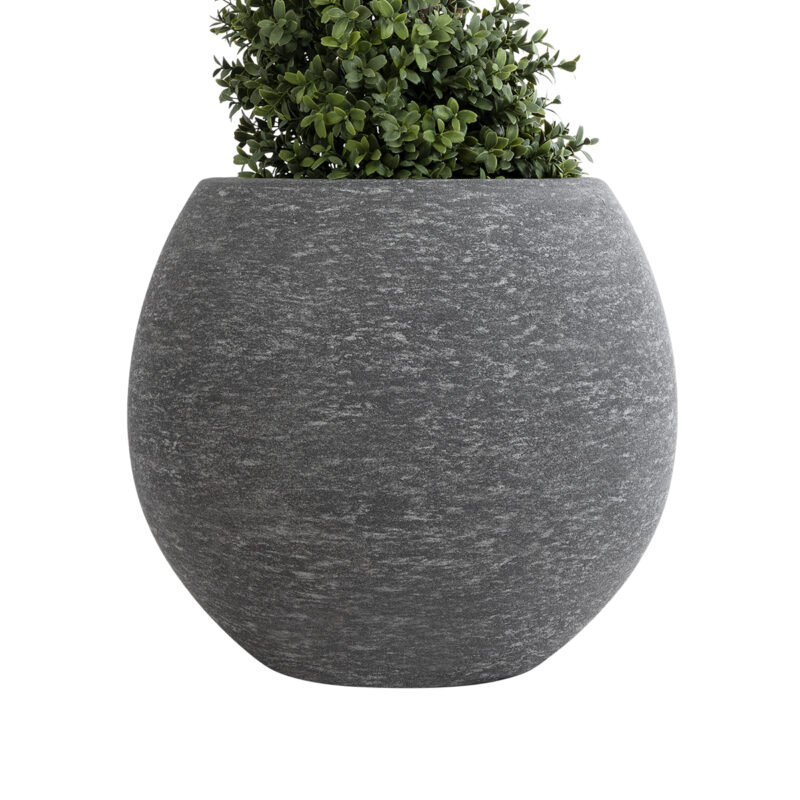 GloboStar® Artificial Garden COLUMBIA 20797 Επιδαπέδιο Πολυεστερικό Τσιμεντένιο Κασπώ Γλάστρα – Flower Pot Γκρι Φ40 x Υ35cm