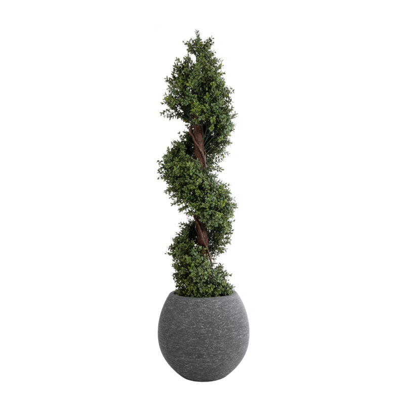 GloboStar® Artificial Garden COLUMBIA 20797 Επιδαπέδιο Πολυεστερικό Τσιμεντένιο Κασπώ Γλάστρα – Flower Pot Γκρι Φ40 x Υ35cm