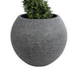 GloboStar® Artificial Garden COLUMBIA 20798 Επιδαπέδιο Πολυεστερικό Τσιμεντένιο Κασπώ Γλάστρα – Flower Pot Γκρι Φ60 x Υ51cm