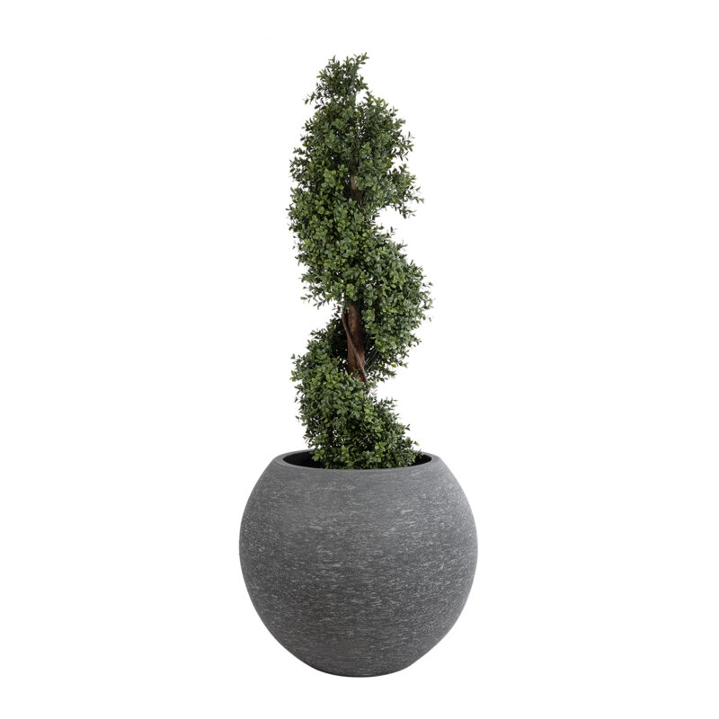 GloboStar® Artificial Garden COLUMBIA 20798 Επιδαπέδιο Πολυεστερικό Τσιμεντένιο Κασπώ Γλάστρα – Flower Pot Γκρι Φ60 x Υ51cm