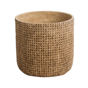 GloboStar® Artificial Garden GIUSEPPE 20800 Διακοσμητικό Πολυεστερικό Τσιμεντένιο Κασπώ Γλάστρα – Flower Pot Καφέ Φ35 x Υ33cm