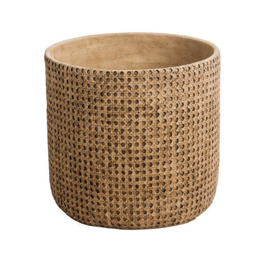 GloboStar® Artificial Garden GIUSEPPE 20800 Διακοσμητικό Πολυεστερικό Τσιμεντένιο Κασπώ Γλάστρα – Flower Pot Καφέ Φ35 x Υ33cm