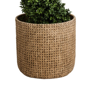 GloboStar® Artificial Garden GIUSEPPE 20800 Διακοσμητικό Πολυεστερικό Τσιμεντένιο Κασπώ Γλάστρα – Flower Pot Καφέ Φ35 x Υ33cm