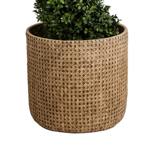 GloboStar® Artificial Garden GIUSEPPE 20800 Διακοσμητικό Πολυεστερικό Τσιμεντένιο Κασπώ Γλάστρα – Flower Pot Καφέ Φ35 x Υ33cm