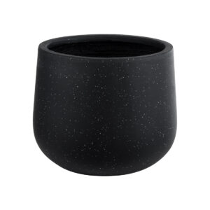 GloboStar® Artificial Garden MAYFAIR 20801 Διακοσμητικό Πολυεστερικό Τσιμεντένιο Κασπώ Γλάστρα – Flower Pot Μαύρο με Λευκές Λεπτομέριες Μ25 x Π27 x Υ30cm