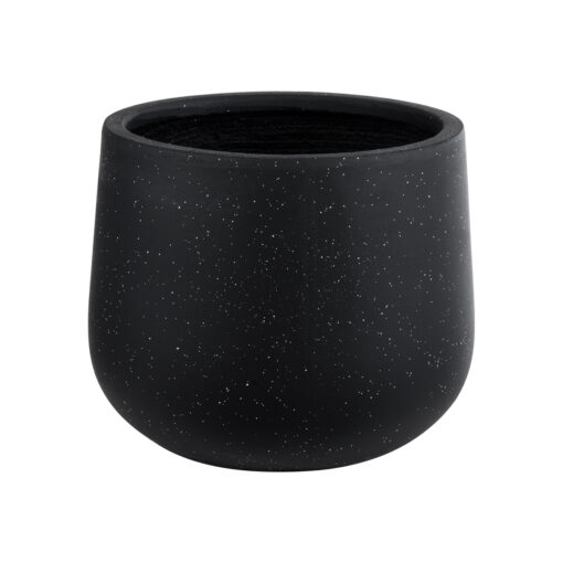 GloboStar® Artificial Garden MAYFAIR 20801 Διακοσμητικό Πολυεστερικό Τσιμεντένιο Κασπώ Γλάστρα – Flower Pot Μαύρο με Λευκές Λεπτομέριες Μ25 x Π27 x Υ30cm