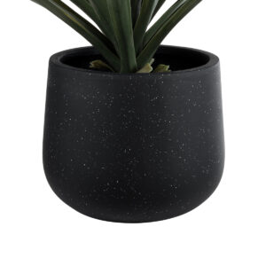GloboStar® Artificial Garden MAYFAIR 20801 Διακοσμητικό Πολυεστερικό Τσιμεντένιο Κασπώ Γλάστρα – Flower Pot Μαύρο με Λευκές Λεπτομέριες Μ25 x Π27 x Υ30cm