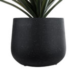GloboStar® Artificial Garden MAYFAIR 20801 Διακοσμητικό Πολυεστερικό Τσιμεντένιο Κασπώ Γλάστρα – Flower Pot Μαύρο με Λευκές Λεπτομέριες Μ25 x Π27 x Υ30cm