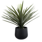 GloboStar® Artificial Garden MAYFAIR 20801 Διακοσμητικό Πολυεστερικό Τσιμεντένιο Κασπώ Γλάστρα – Flower Pot Μαύρο με Λευκές Λεπτομέριες Μ25 x Π27 x Υ30cm