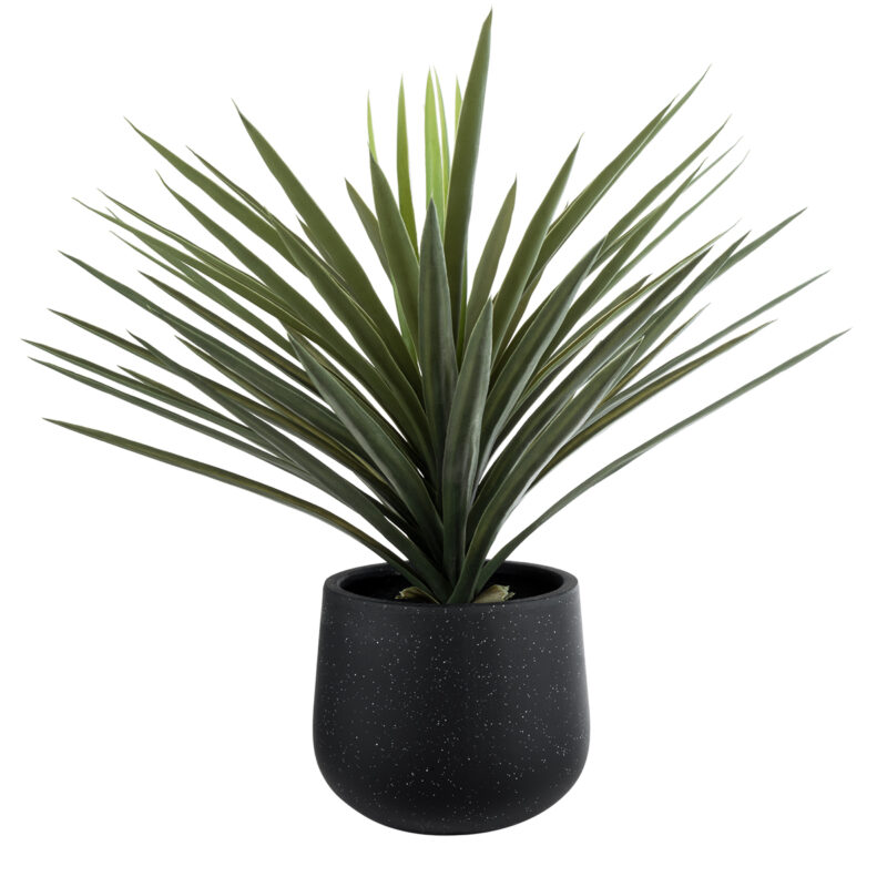 GloboStar® Artificial Garden MAYFAIR 20801 Διακοσμητικό Πολυεστερικό Τσιμεντένιο Κασπώ Γλάστρα – Flower Pot Μαύρο με Λευκές Λεπτομέριες Μ25 x Π27 x Υ30cm