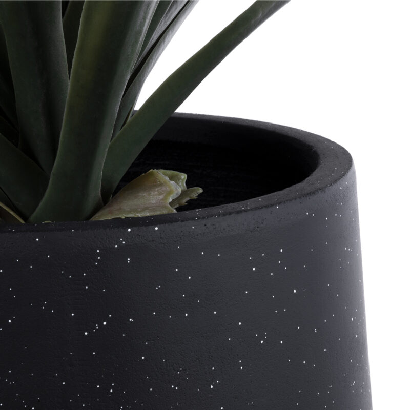 GloboStar® Artificial Garden MAYFAIR 20801 Διακοσμητικό Πολυεστερικό Τσιμεντένιο Κασπώ Γλάστρα – Flower Pot Μαύρο με Λευκές Λεπτομέριες Μ25 x Π27 x Υ30cm