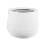 GloboStar® Artificial Garden CHELSEA 20802 Διακοσμητικό Πολυεστερικό Τσιμεντένιο Κασπώ Γλάστρα – Flower Pot Λευκό με Μαύρες Λεπτομέριες Μ25 x Π27 x Υ30cm