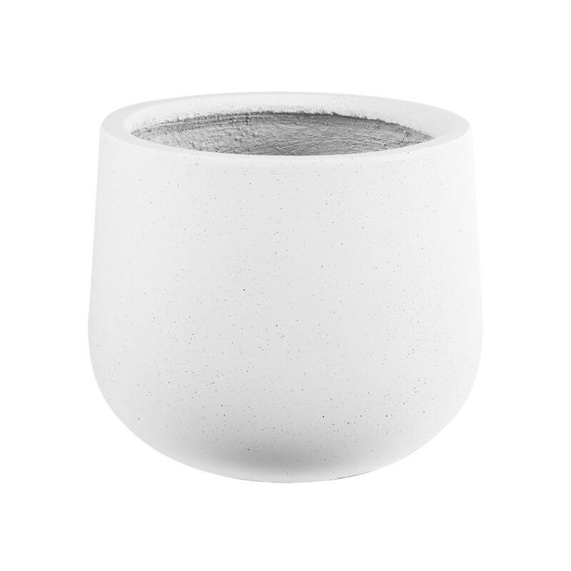 GloboStar® Artificial Garden CHELSEA 20802 Διακοσμητικό Πολυεστερικό Τσιμεντένιο Κασπώ Γλάστρα – Flower Pot Λευκό με Μαύρες Λεπτομέριες Μ25 x Π27 x Υ30cm