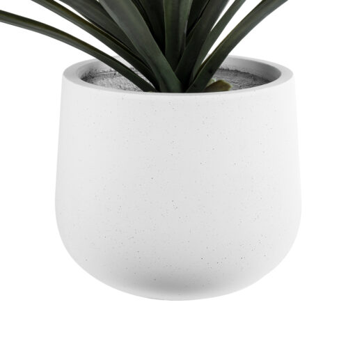 GloboStar® Artificial Garden CHELSEA 20802 Διακοσμητικό Πολυεστερικό Τσιμεντένιο Κασπώ Γλάστρα – Flower Pot Λευκό με Μαύρες Λεπτομέριες Μ25 x Π27 x Υ30cm